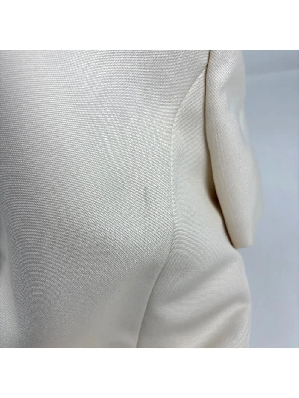 Chanel Logo Button Short Sleeve Dress Silk Ivory